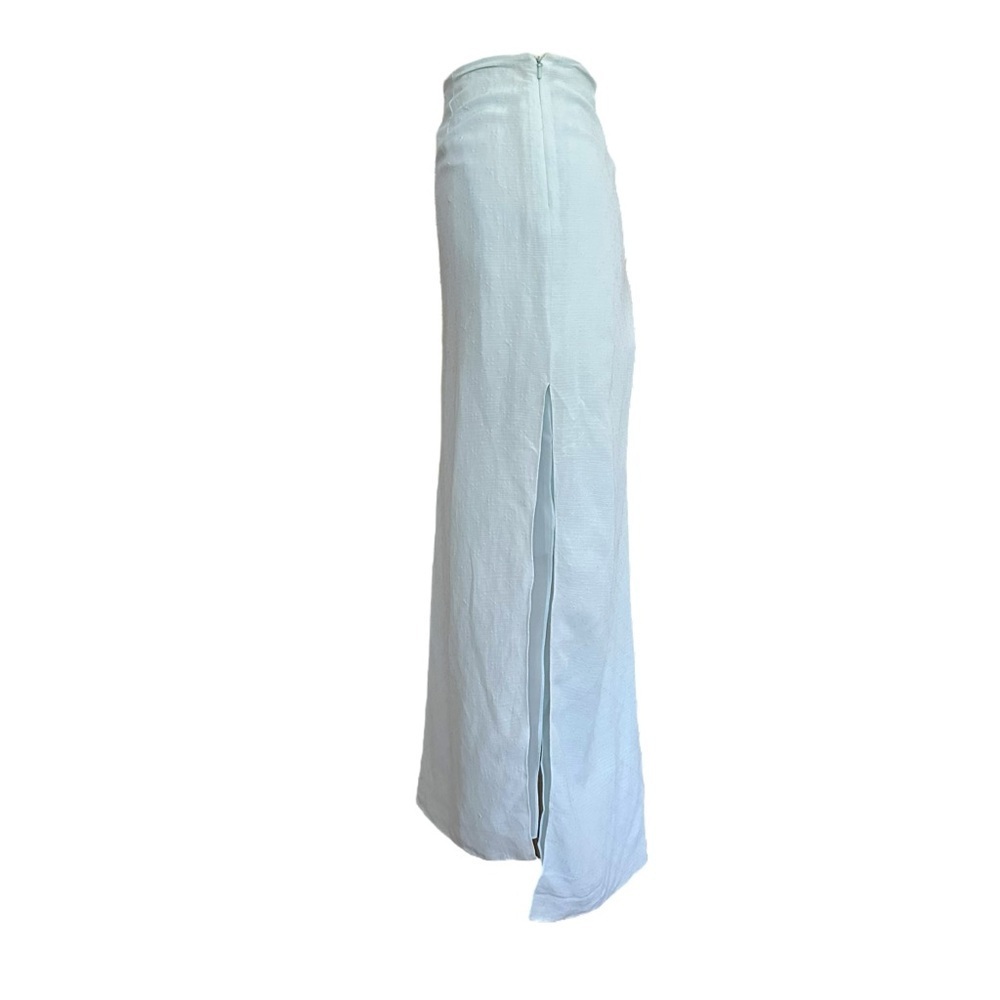 Vintage Joseph Szigeti‎ Powder Blue Linen Blend Skirt Long Beachy Coastal Sz 12 - Picture 7 of 16